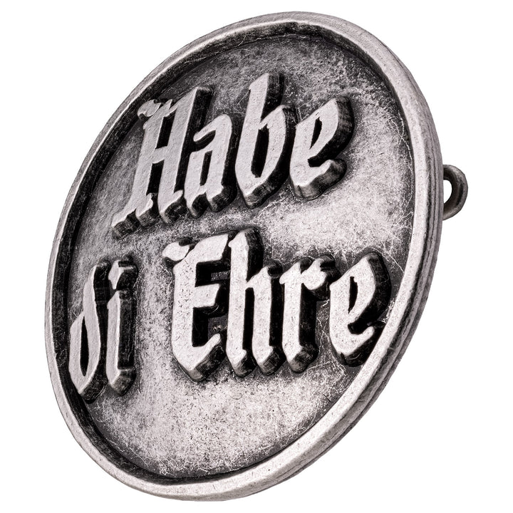 anstecker mit spruch habe di ehre altsilber rückseite