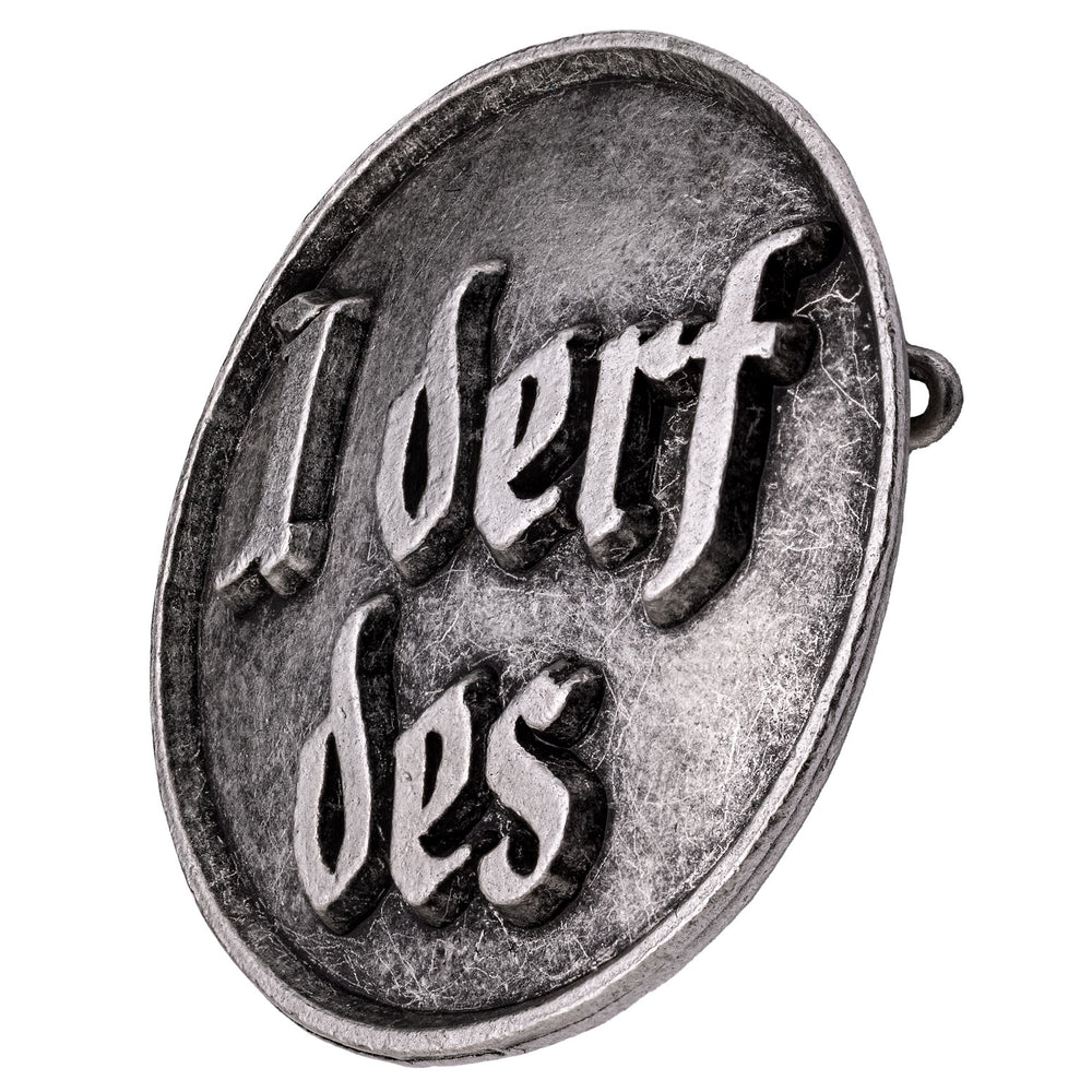 anstecker mit spruch i derf des altsilber seitenansicht