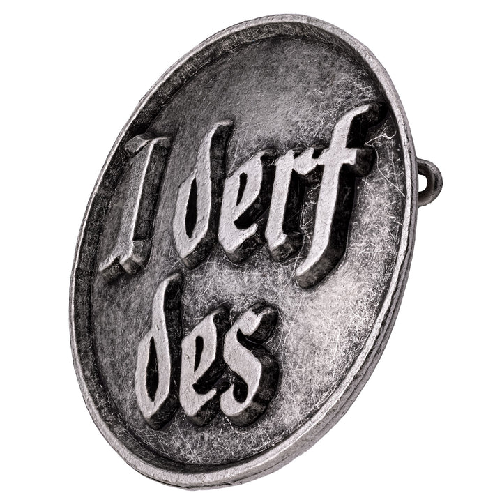 anstecker mit spruch i derf des altsilber seitenansicht